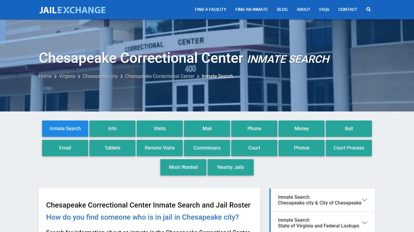 Chesapeake Correctional Center Inmate Search - Jail Exchange